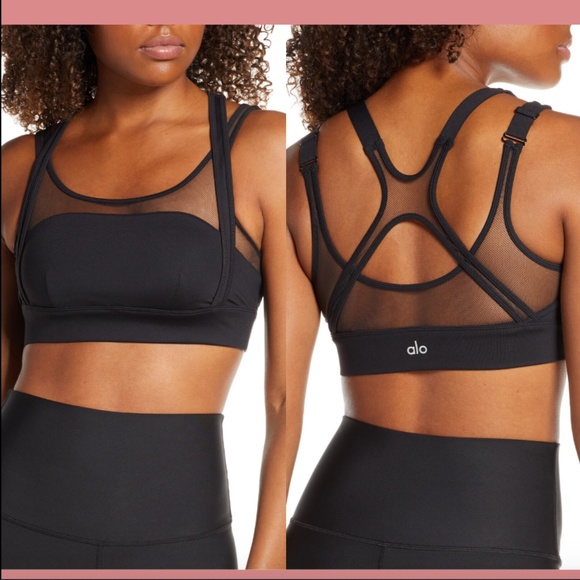 NEW $78 Alo Black Scope Racerback Sports Bra large